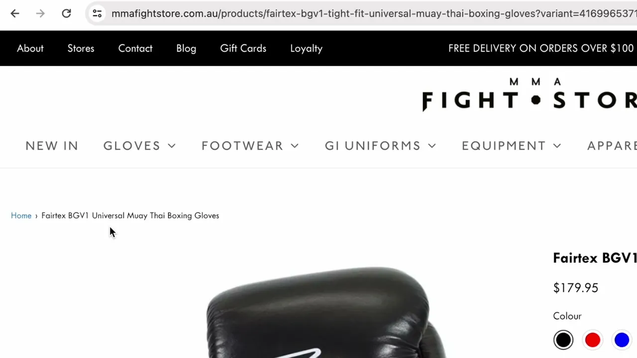 The same product page on its canonical URL, where the breadcrumb only shows Home and the product name